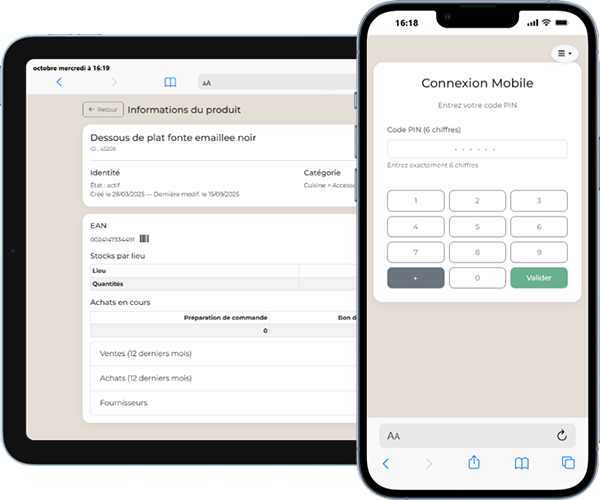 Aperçu d’une interface ERP SaaS réalisée par JM Développement