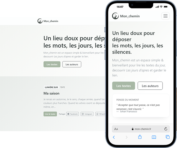 Aperçu du projet Mon Chemin accompagné par JM Développement